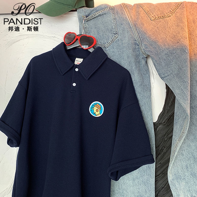 Áo Thun Ngắn Tay Bản Form polo Rộng Cách Phong Nhật Dành Cho Nam