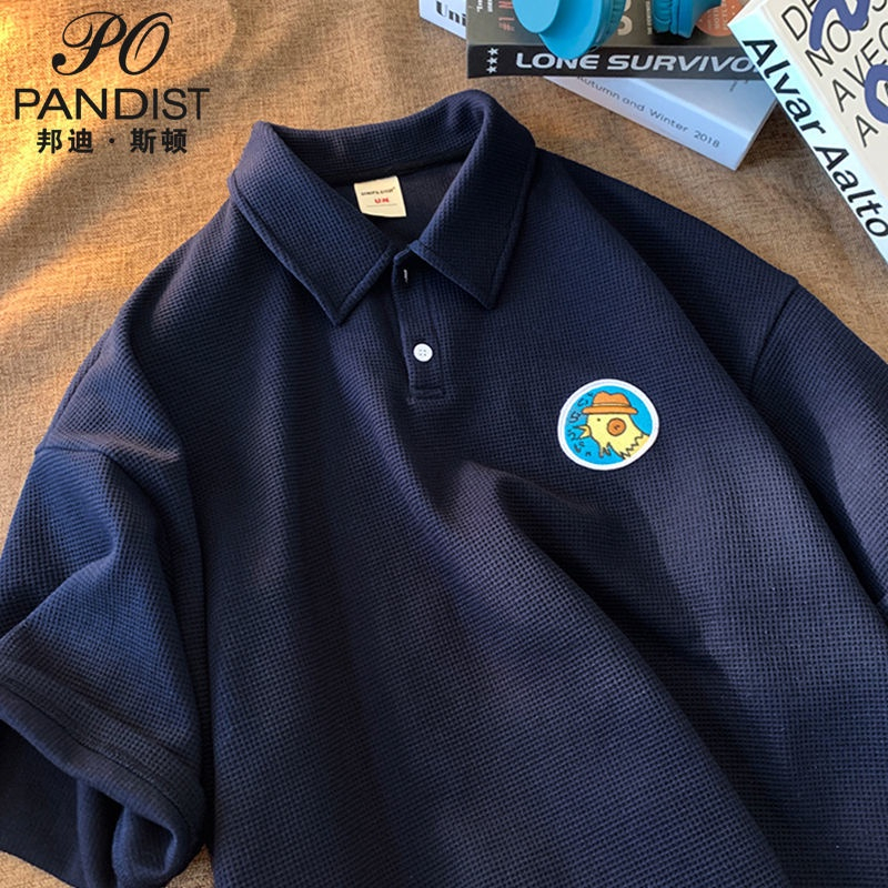 Áo Thun Ngắn Tay Bản Form polo Rộng Cách Phong Nhật Dành Cho Nam