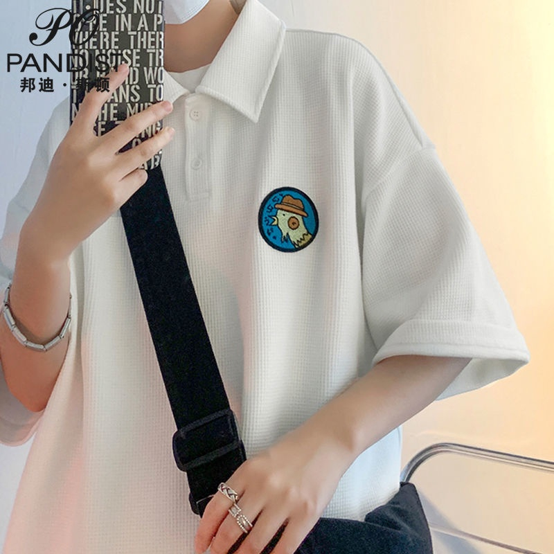 Áo Thun Ngắn Tay Bản Form polo Rộng Cách Phong Nhật Dành Cho Nam