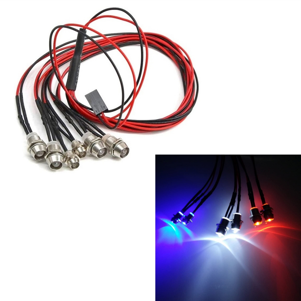 Bộ 4 Đèn LED / 6 Bóng / 8 Bóng 5mm Cho Xe Điều Khiển Từ Xa 1 / 8 1 / 10 Axial SCX10 Traxxas TRX4 D90 HSP HPI