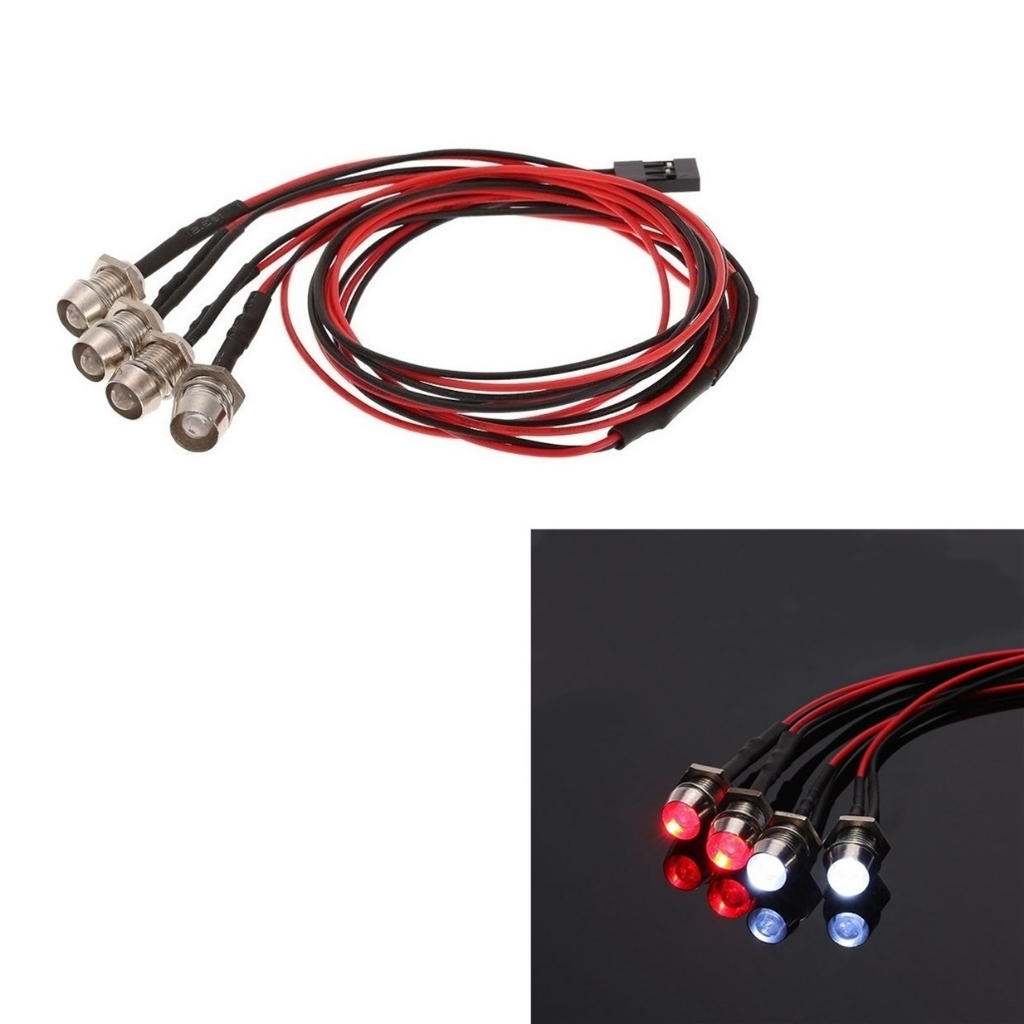 Bộ 4 Đèn LED / 6 Bóng / 8 Bóng 5mm Cho Xe Điều Khiển Từ Xa 1 / 8 1 / 10 Axial SCX10 Traxxas TRX4 D90 HSP HPI