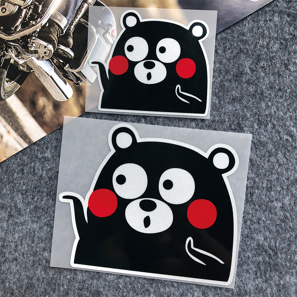 Đề Can Dán Trang Trí Kính Chắn Gió Xe Hơi / Xe Máy Điện / Kính Chắn Gió Hình Gấu Kumamon Phản Quang Dễ Thương
