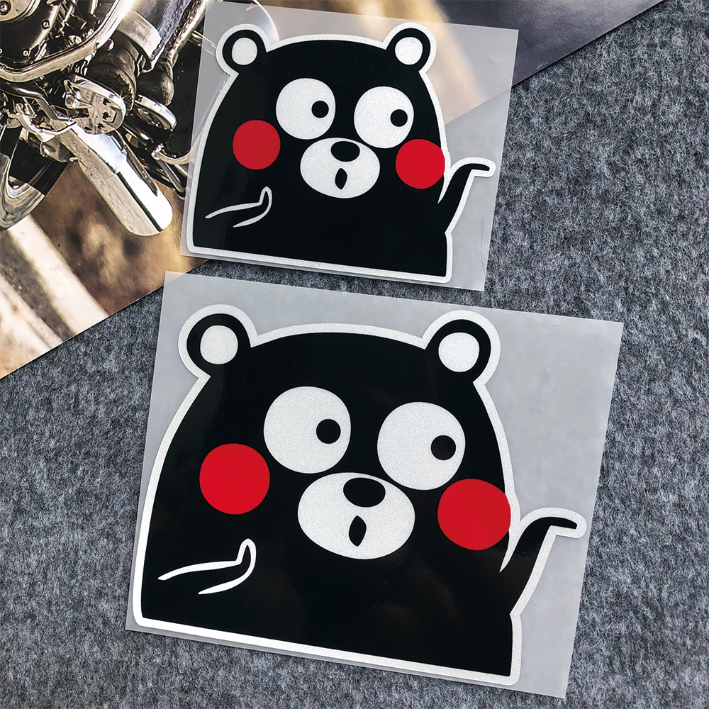 Đề Can Dán Trang Trí Kính Chắn Gió Xe Hơi / Xe Máy Điện / Kính Chắn Gió Hình Gấu Kumamon Phản Quang Dễ Thương