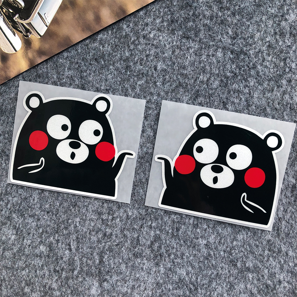 Đề Can Dán Trang Trí Kính Chắn Gió Xe Hơi / Xe Máy Điện / Kính Chắn Gió Hình Gấu Kumamon Phản Quang Dễ Thương