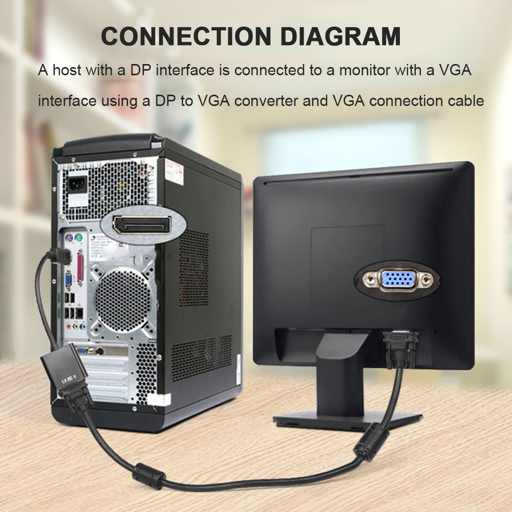 Cáp ChuyểN ĐổI DP Sang VGA Cho PC / Laptop / MàN HìNh / MáY ChiếU / HDTV