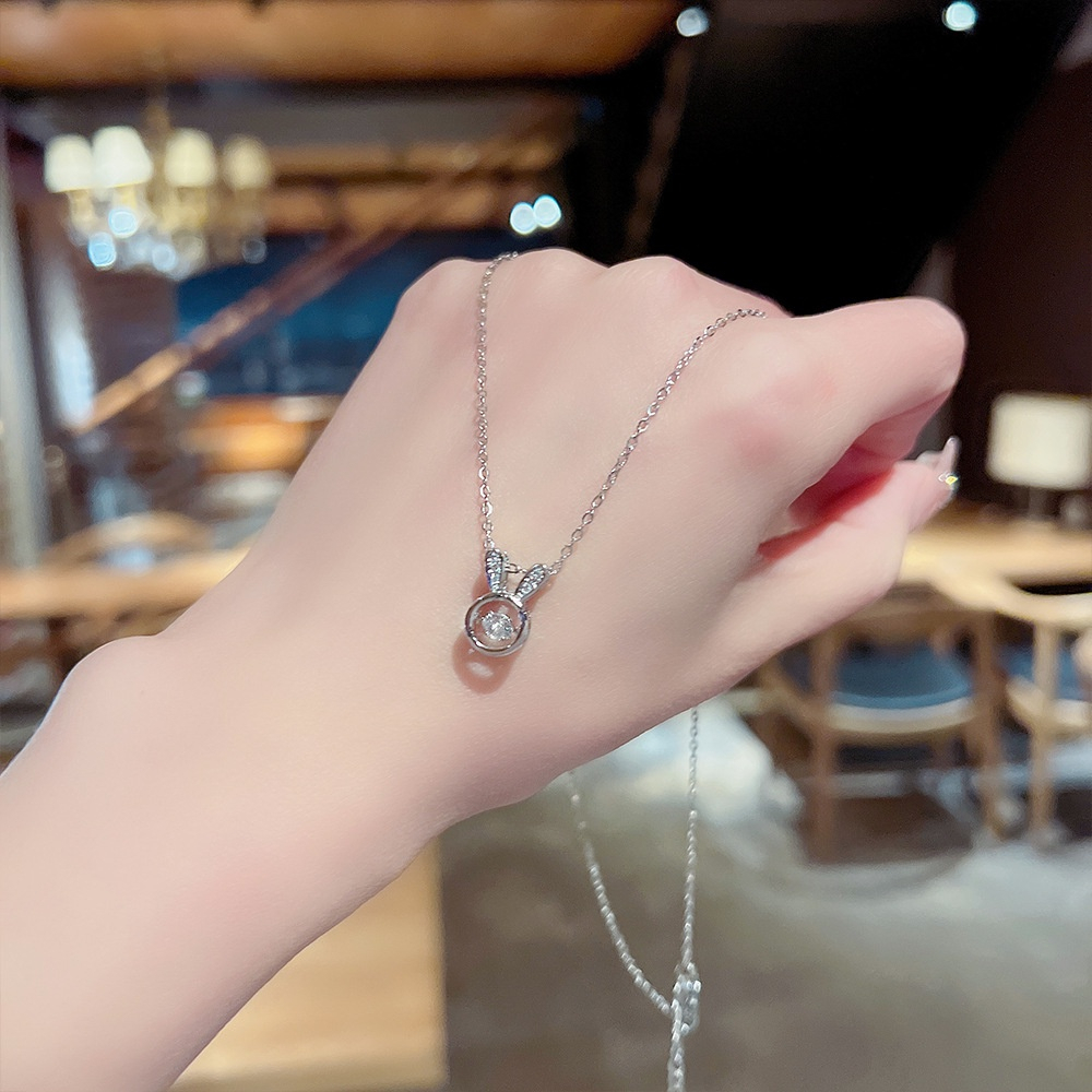 Ahellogirl Vòng Cổ Mặt đá Zircon Mạ Bạc đơn Giản Cho Nữ Phụ Kiện Cao Cấp