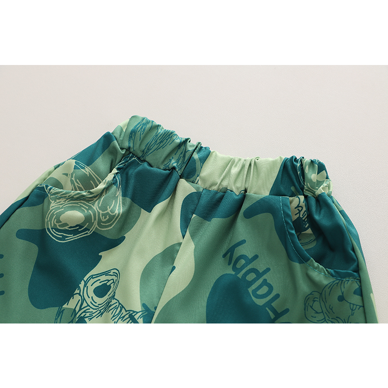 Set Đồ 2 Món Gồm Áo Sơ Mi Tay Cộc In Họa Tiết Hoạt Hình + Quần Jeans Cho Bé Trai