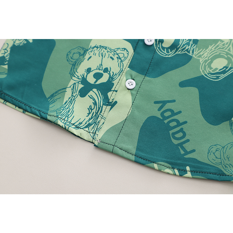 Set Đồ 2 Món Gồm Áo Sơ Mi Tay Cộc In Họa Tiết Hoạt Hình + Quần Jeans Cho Bé Trai