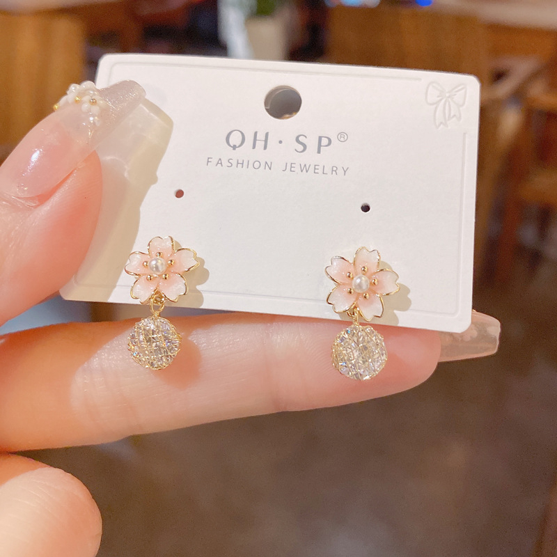Khuyên Tai Bạc Hình Hoa Hồng Đính Đá Zircon Thời Trang Cho Nữ