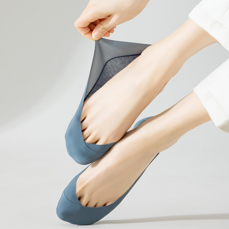 FHYL Vớ Ngắn Bằng Lụa Băng Màu Trơn Thoải Mái Thoáng Khí Không Trơn Vô Hình Hàn Quốc Mới Cho Nữ