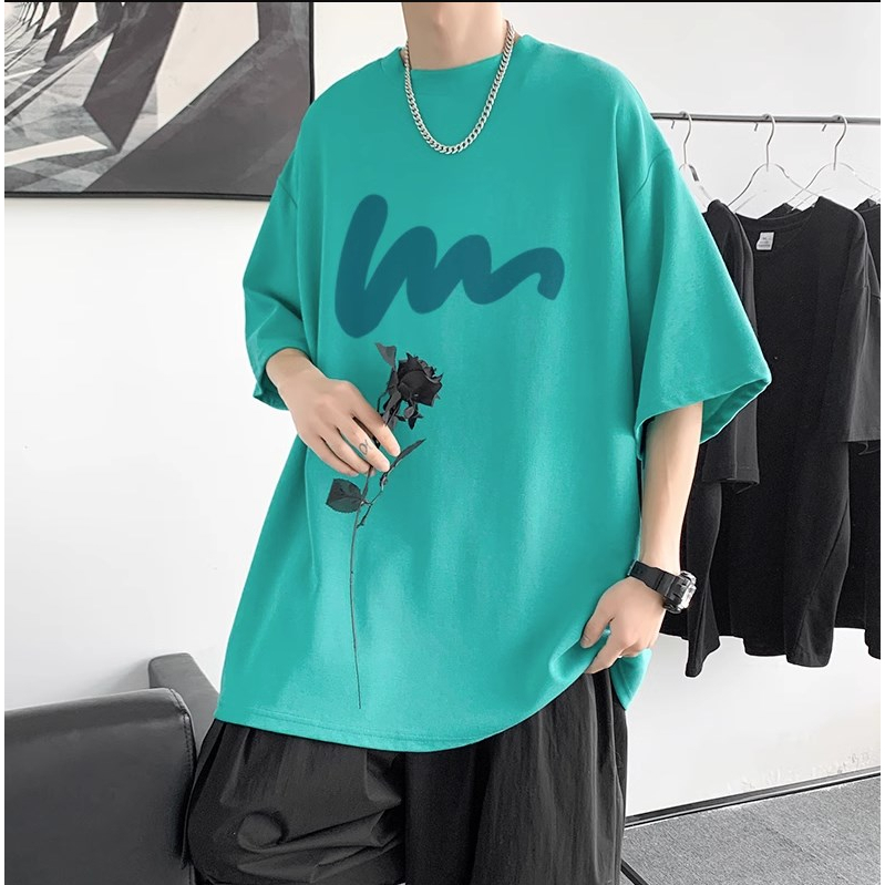 YOUTANG Áo Thun Ngắn Tay in Họa Tiết Cá Tính Thời Trang Cho Nam
