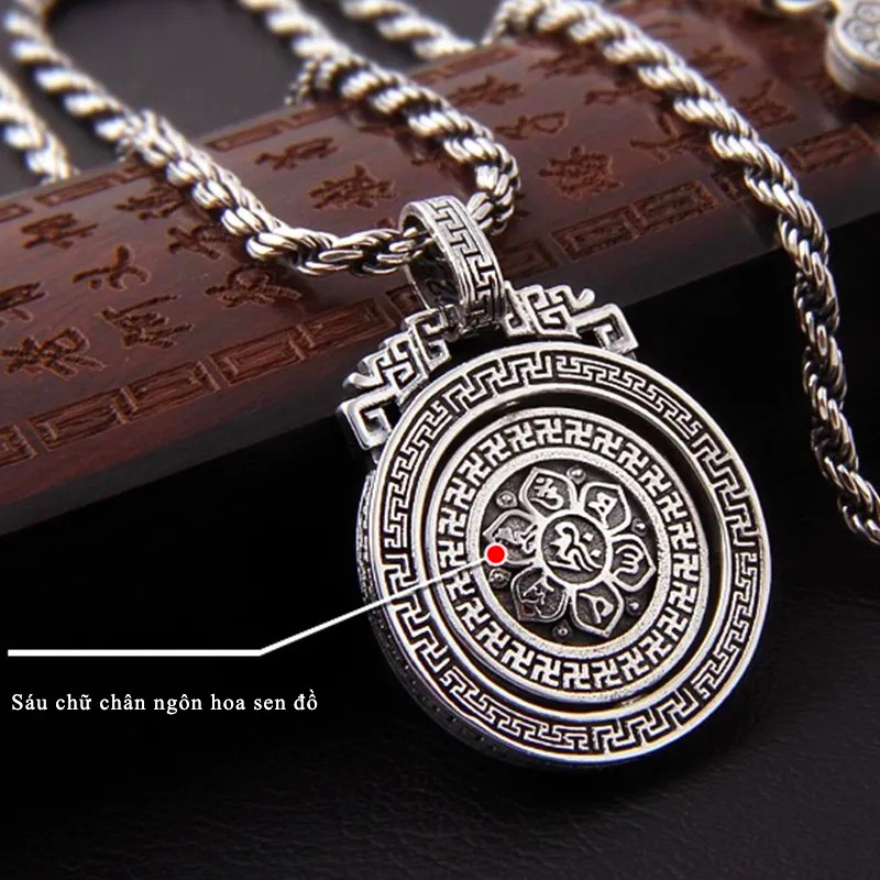 Mặt Dây Chuyền Bạc Thái Lan Jiugong Bagua Xoay Được Cho Nam