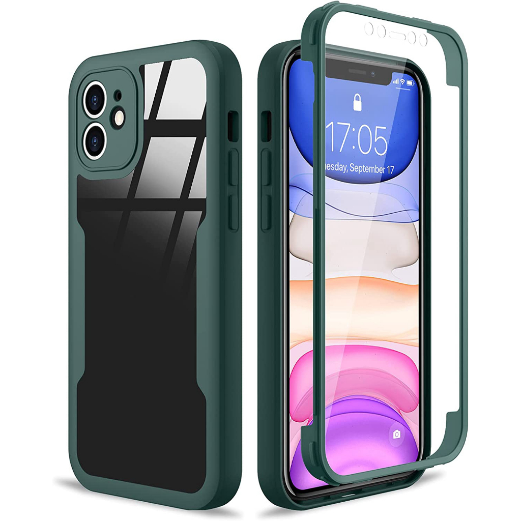 Ốp lưng iPhone 11 Pro Max 12 Pro Max XS Max Bảo vệ màn hình tích hợp Chống va đập trong suốt chống xước Bảo vệ máy ảnh 360˚ Vỏ bảo vệ điện thoại hạng nặng toàn thân