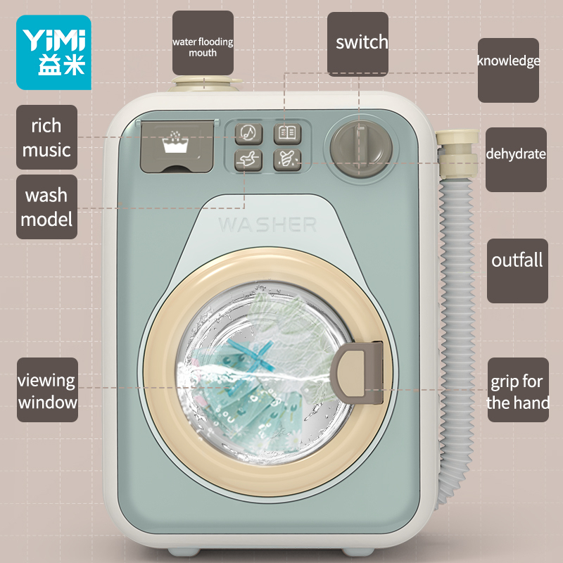 YIMI Đồ Chơi Mô Hình Máy Giặt Mini Có Đèn Và Nhạc Cho Bé 3-4 - 2-6 Tuổi