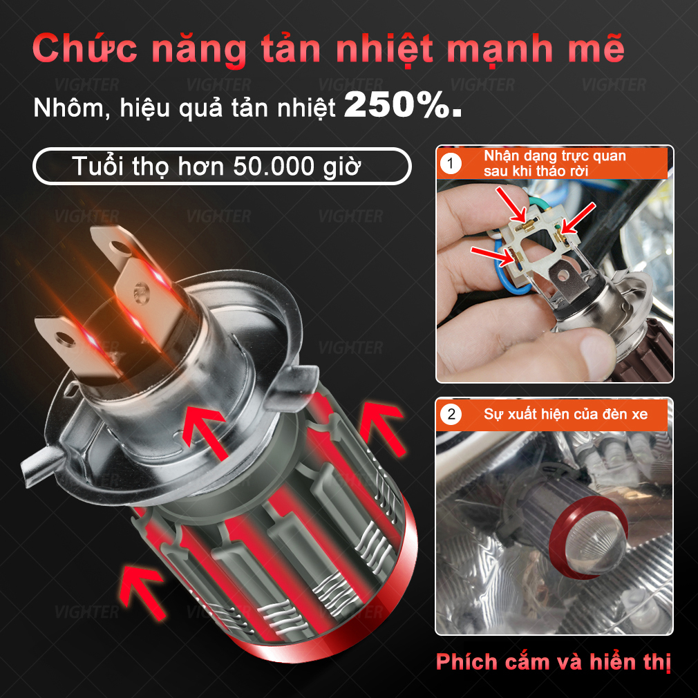 Đèn Pha Led Mắt Cá Ánh Sáng Trắng / Vàng H4 H6 BA20D P15D 9-85V Dèn Xe Máy Siêu Sáng