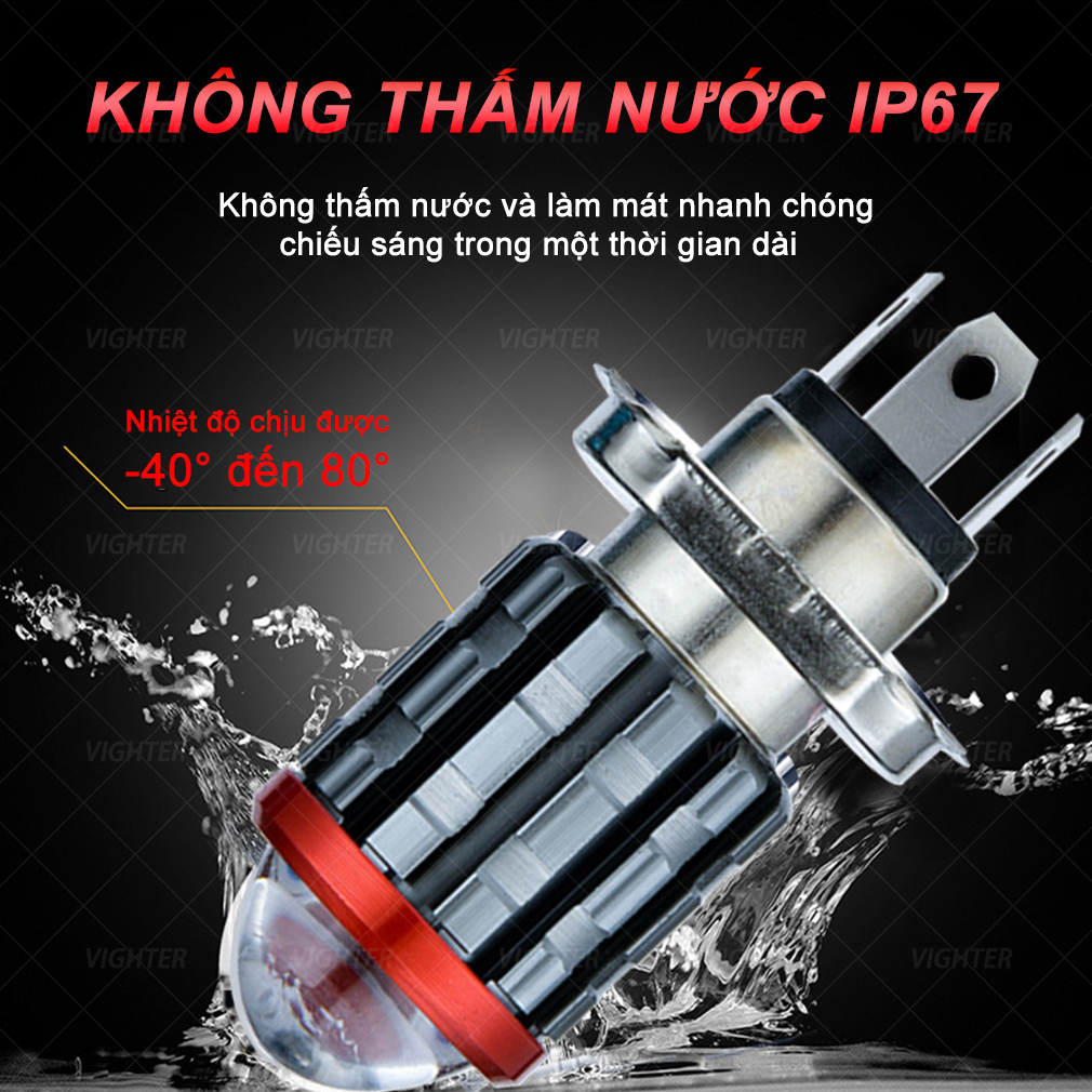 Đèn Pha Led Mắt Cá Ánh Sáng Trắng / Vàng H4 H6 BA20D P15D 9-85V Dèn Xe Máy Siêu Sáng