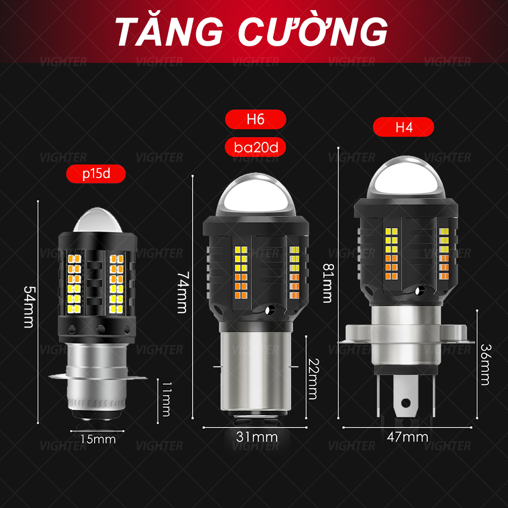 Đèn Pha Led Mắt Cá Ánh Sáng Trắng / Vàng H4 H6 BA20D P15D 9-85V Dèn Xe Máy Siêu Sáng
