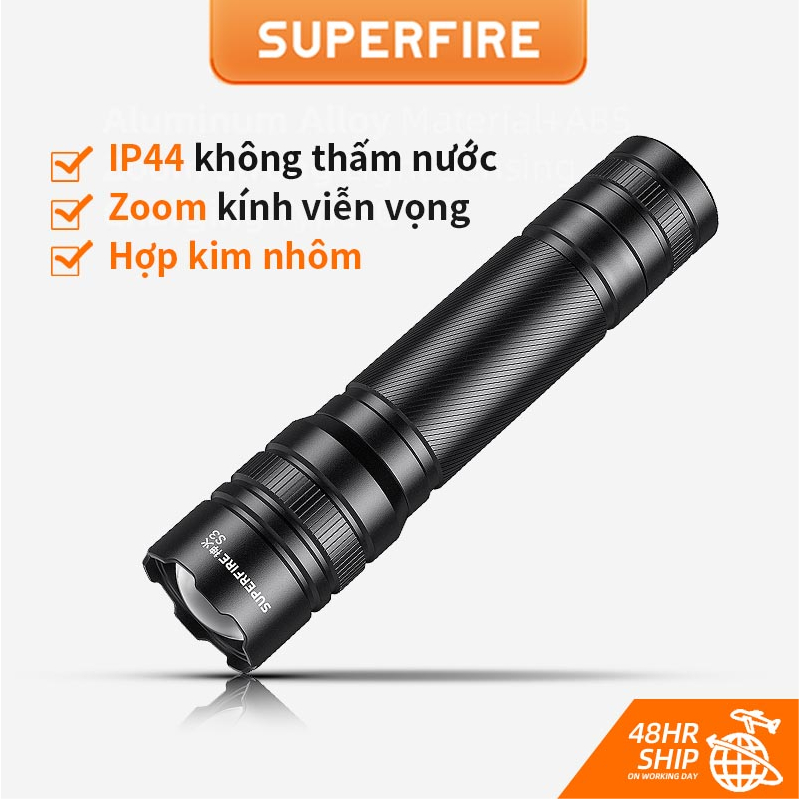Đèn Pin Siêu Sáng SUPERFIRE S3 Mini Chống Thấm Nước Sử Dụng Pin