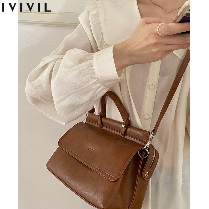 Túi Xách Đeo Chéo Nhiều Ngăn Dung Tích Lớn Phong Cách Vintage Âu Mỹ Cho Nữ