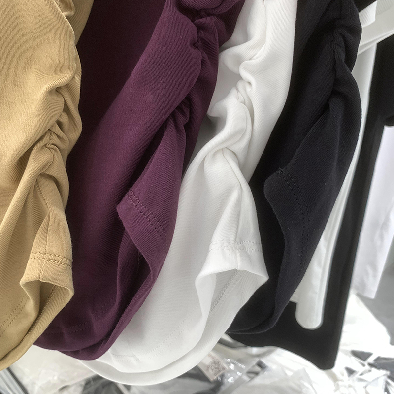 Áo Thun Ngắn Tay Cổ Chữ U Màu Trơn Thời Trang Mùa Hè Mới Cho Nữ