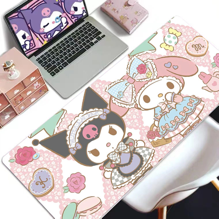 Tấm Lót Chuột Và Bàn Phím Bằng Da Hai Mặt In Hình Kuromi Hoạt Hình Dành Cho Chơi Game