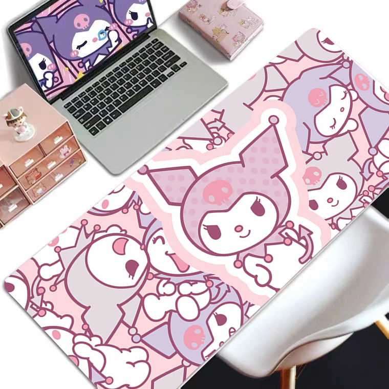Tấm Lót Chuột Và Bàn Phím Bằng Da Hai Mặt In Hình Kuromi Hoạt Hình Dành Cho Chơi Game