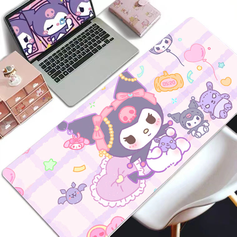 Tấm Lót Chuột Và Bàn Phím Bằng Da Hai Mặt In Hình Kuromi Hoạt Hình Dành Cho Chơi Game