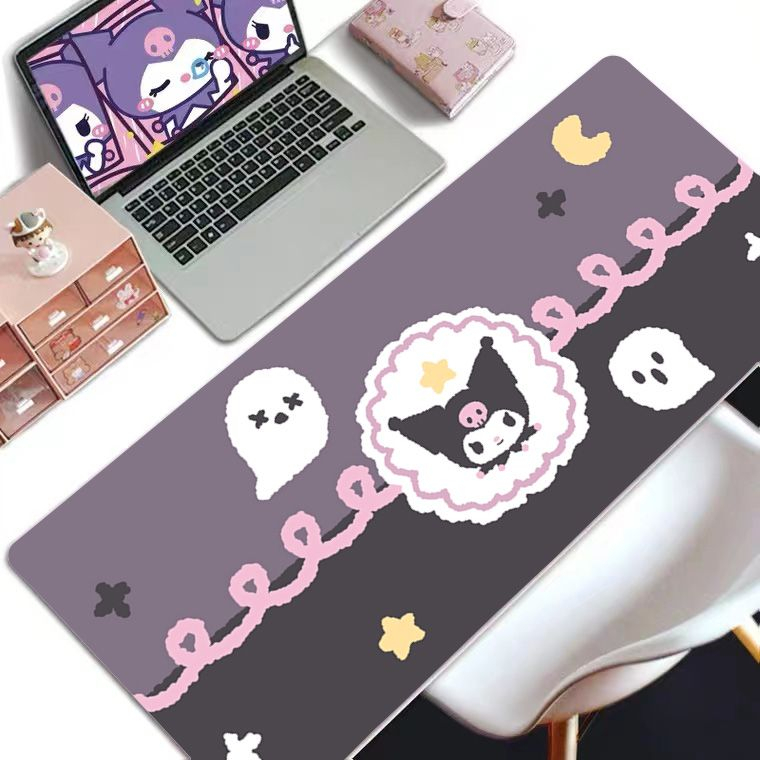 Tấm Lót Chuột Và Bàn Phím Bằng Da Hai Mặt In Hình Kuromi Hoạt Hình Dành Cho Chơi Game