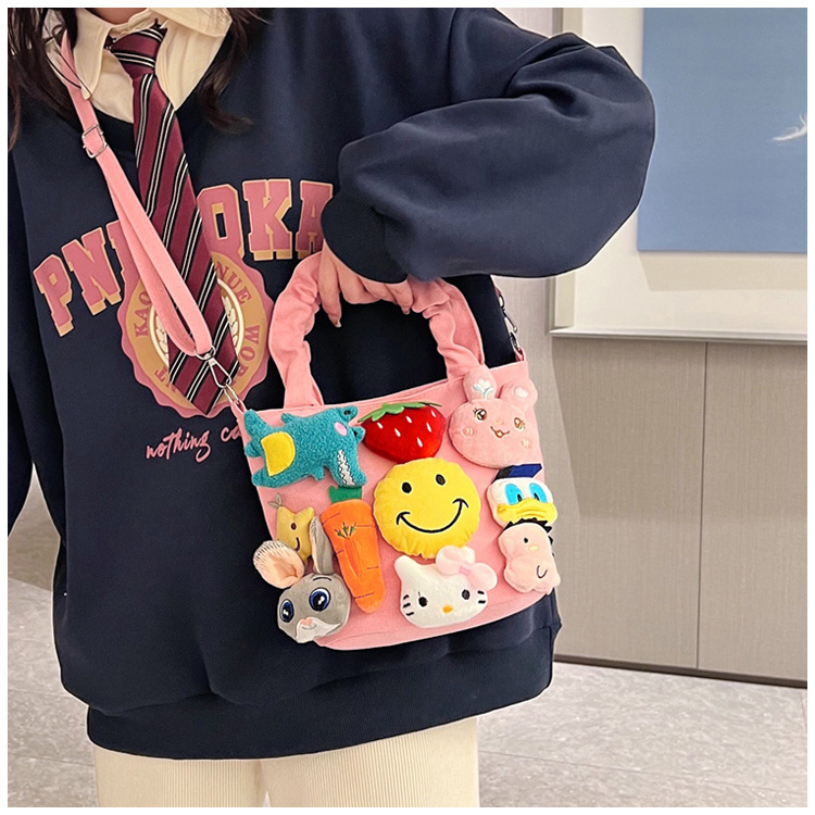 Jivil Túi Xách Đeo Vai Xếp Ly Đa Năng Hình Búp Bê Khu Rừng Dễ Thương Kiểu Hàn Quốc Cho Nữ