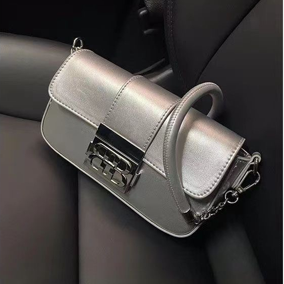 QFDI Harmonica Túi Xách Messenger Đeo Dưới Cánh Tay Bằng Kim Loại Bạc Thời Thượng Mới Cho Nữ