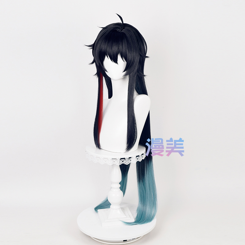 Game Honkai: Star Rail Dan Heng Cosplay Wig 98cm Long Black Blue Gradient Wig Cosplay Anime Cosplay Wigs Heat Resistant Synthetic Wigs