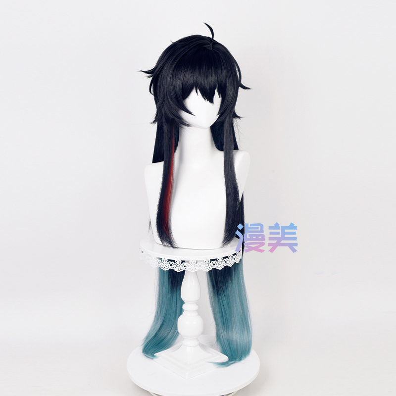 Game Honkai: Star Rail Dan Heng Cosplay Wig 98cm Long Black Blue Gradient Wig Cosplay Anime Cosplay Wigs Heat Resistant Synthetic Wigs