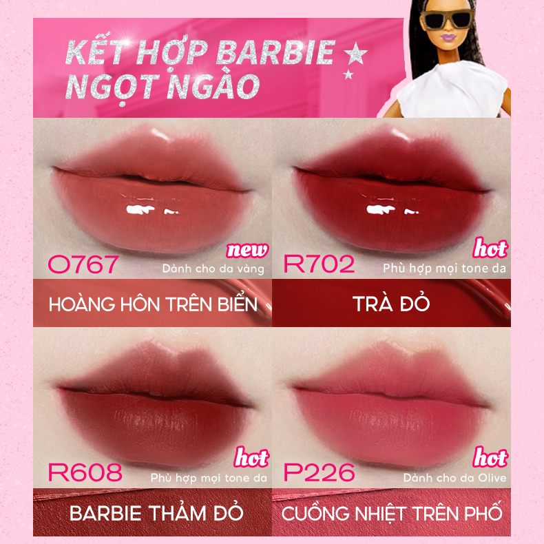 Colorkey Barbie Ngọt Ngào Son Kem Lì Air Lip Glaze Son Tint Gương Bóng Air Lip Glaze