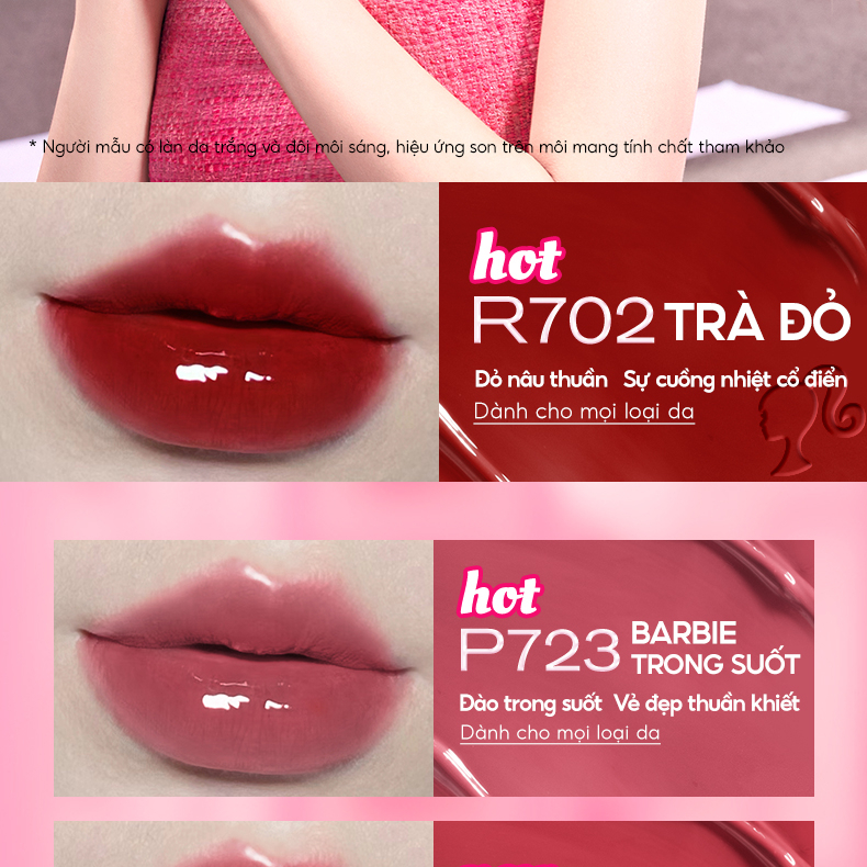 Colorkey Barbie Ngọt Ngào Son Kem Lì Air Lip Glaze Son Tint Gương Bóng Air Lip Glaze