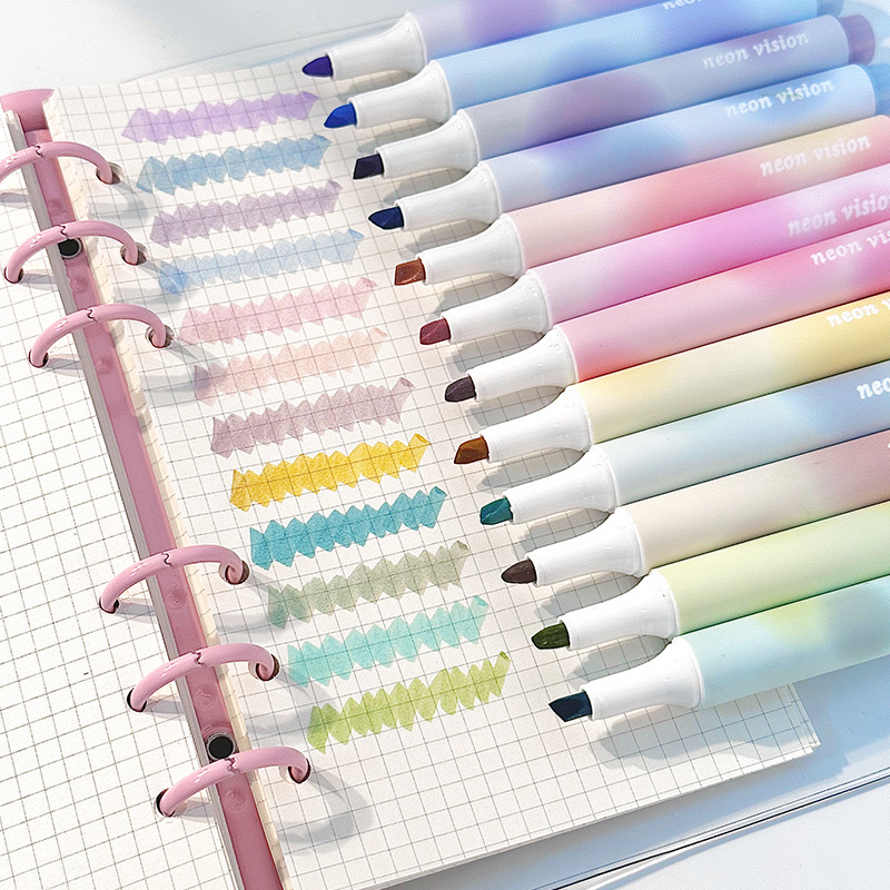 Set 4 Bút Highlight Hộp Bút  Đánh Dấu Màu Gradient Trong Suốt Tiện Dụng