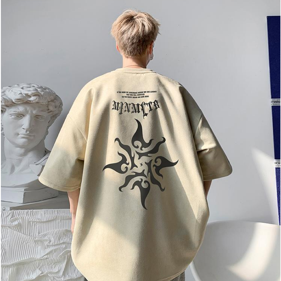 Áo Thun Ngắn Tay Cổ Tròn Dáng Rộng In Họa Tiết Cá Tính Theo Phong Cách Hongkong Dành Cho Nam