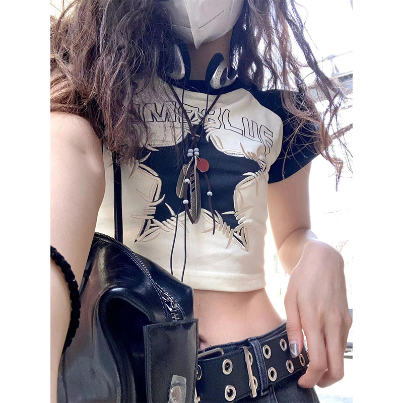 QADCOL Áo Thun Cotton Tay Ngắn Hở Vai Màu Trơn Mùa Hè Phong Cách Mỹ Mới Cho Nữ