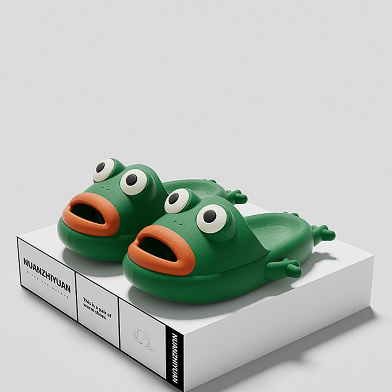 Shizhibao Dép Sandal Đi Trong Nhà Ngoài Trời Mùa Hè Hình Ếch Hoạt Hình Vui Nhộn Cho Cặp Đôi