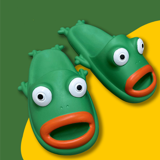 Shizhibao Dép Sandal Đi Trong Nhà Ngoài Trời Mùa Hè Hình Ếch Hoạt Hình Vui Nhộn Cho Cặp Đôi