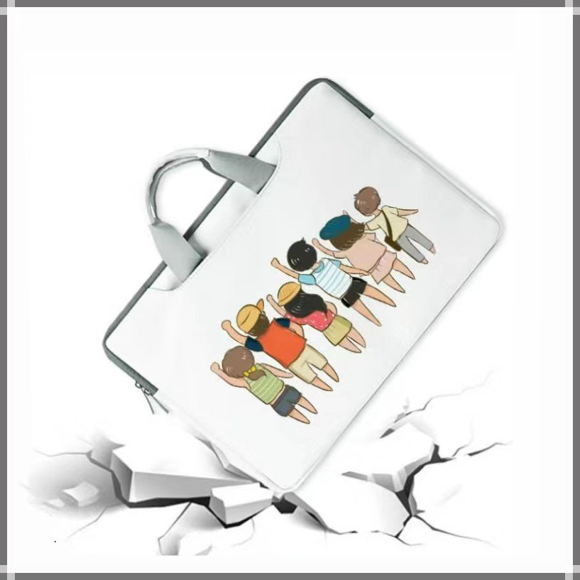 ⭐️With Shoulder Strap + Tie Strap⭐️Portable laptop bag waterproof and shockproof large capacity PU liner bag 12/13/14/15.6 inch