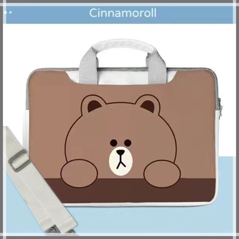 ⭐️With Shoulder Strap + Tie Strap⭐️Portable laptop bag waterproof and shockproof large capacity PU liner bag 12/13/14/15.6 inch