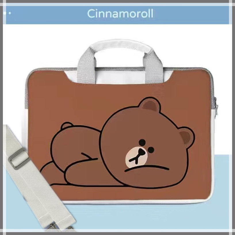 ⭐️With Shoulder Strap + Tie Strap⭐️Portable laptop bag waterproof and shockproof large capacity PU liner bag 12/13/14/15.6 inch