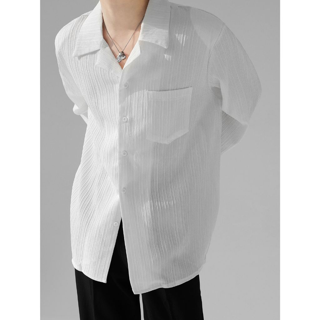 Áo Sơ Mi Nam Dài Tay Màu Sắc Thời Trang A sleek,Korean summer fashion shirt man Long-sleeved Breathable Blue Shirt in a Simple Color For Men