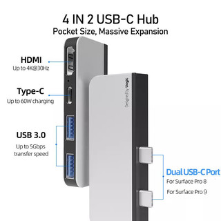 Trạm Hub Chia Cổng USB 3.0 * 1 Cổng USB 2.0 * 1 Cho Microsoft Surface Pro9 / 8 UOGIC Pro9 / 8