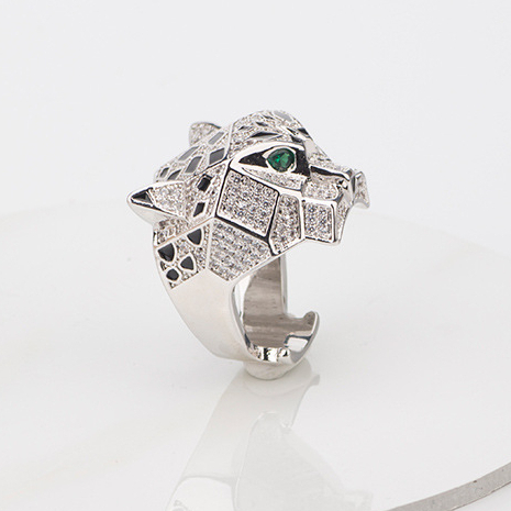 Nhẫn Đôi Thép Không Gỉ Đính Đá Zircon Họa Tiết Da Báo