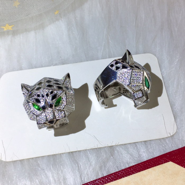 Nhẫn Đôi Thép Không Gỉ Đính Đá Zircon Họa Tiết Da Báo