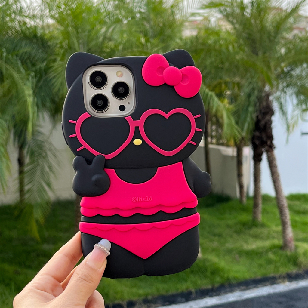 Ốp Điện Thoại Silicone In Hình Mèo Đeo Kính Râm Cho iPhone 14ProMax 13 iPhone11 12Promax