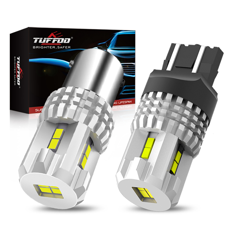 Bộ 2 Đèn LED 12V 1156 BA15S P21W 7443 7440 T20 W21W Ánh Sáng Trắng Cho Xe Hơi