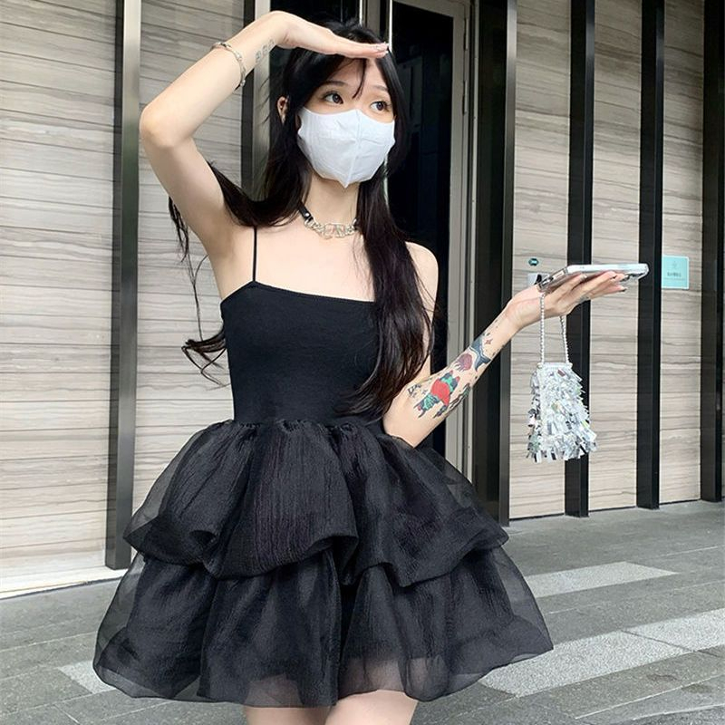 Mùa Hè Năm 2023 Phong Cách Mới Váy Hai Dây Khâu Lưới✨✨Váy Ôm Eo Quyến Rũ