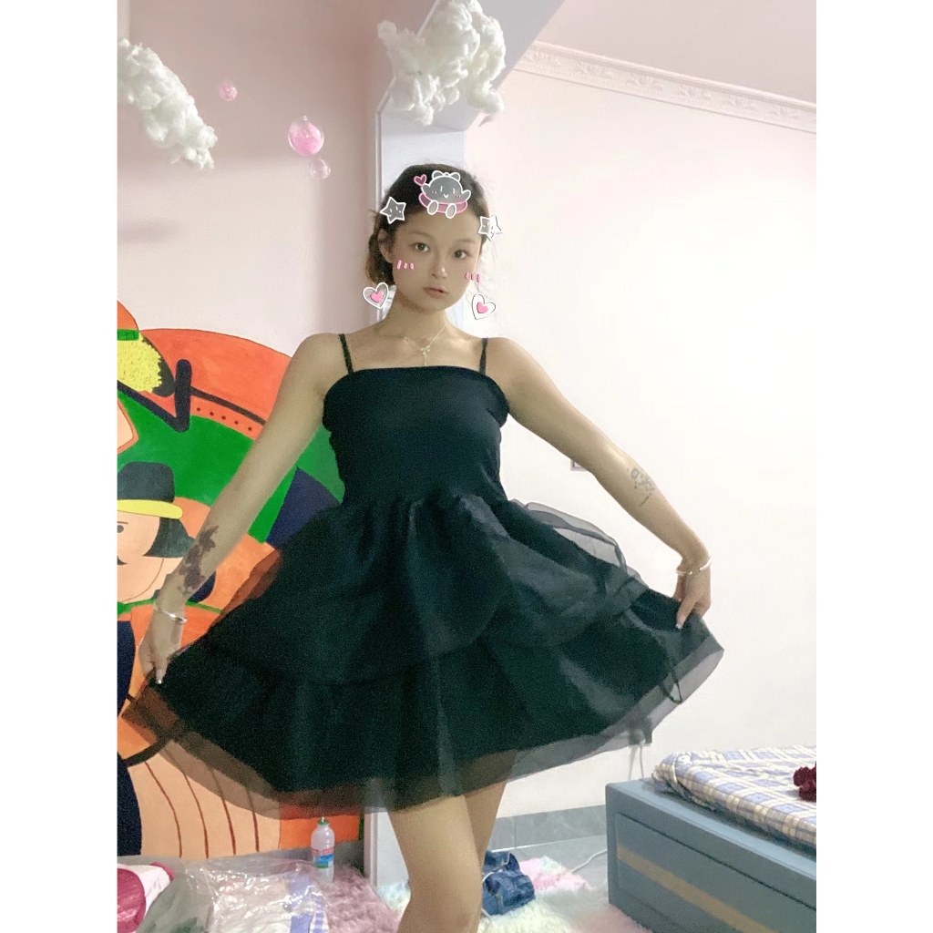 Mùa Hè Năm 2023 Phong Cách Mới Váy Hai Dây Khâu Lưới✨✨Váy Ôm Eo Quyến Rũ